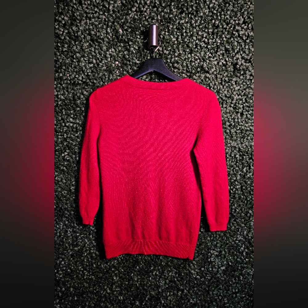 Pure Cashmere Red Crew Neck Sweater- Talbots - Picture 4 of 4
